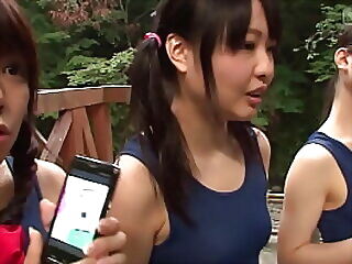 Plumb-bob challenged Japanese schoolgirls anent